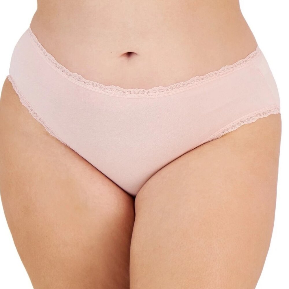 Jenni Women's Plus Size Lace-Trim Hipster Panty Underwear, Peachskin Pink, 3X